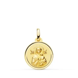 Virgen del Perpetuo Socorro Medalla Oro 18k unisex 16 mm. bisel. Grab