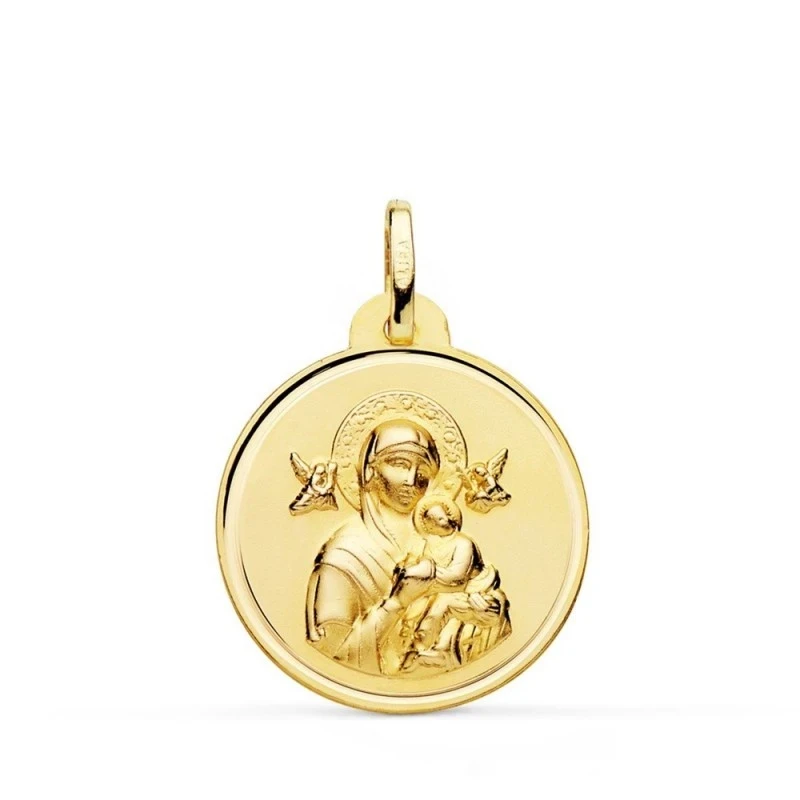 Virgen del Perpetuo Socorro Medalla Oro 18k unisex 22 mm. bisel liso