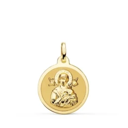 Virgen del Perpetuo Socorro Medalla Oro 18k unisex 18 mm. bisel liso