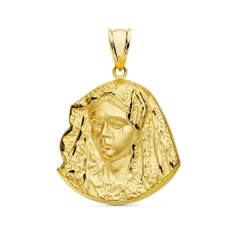 Virgen Esperanza Macarena de Sevilla Colgante Oro 18k unisex 28 mm. s