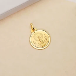 Virgen del Pilar Medalla Oro 18k unisex 22 mm. bisel liso. Grabación