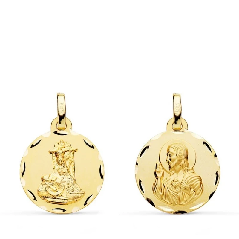 Corazón de Jesús Virgen de las Angustias Escapulario Oro 18k unisex 1