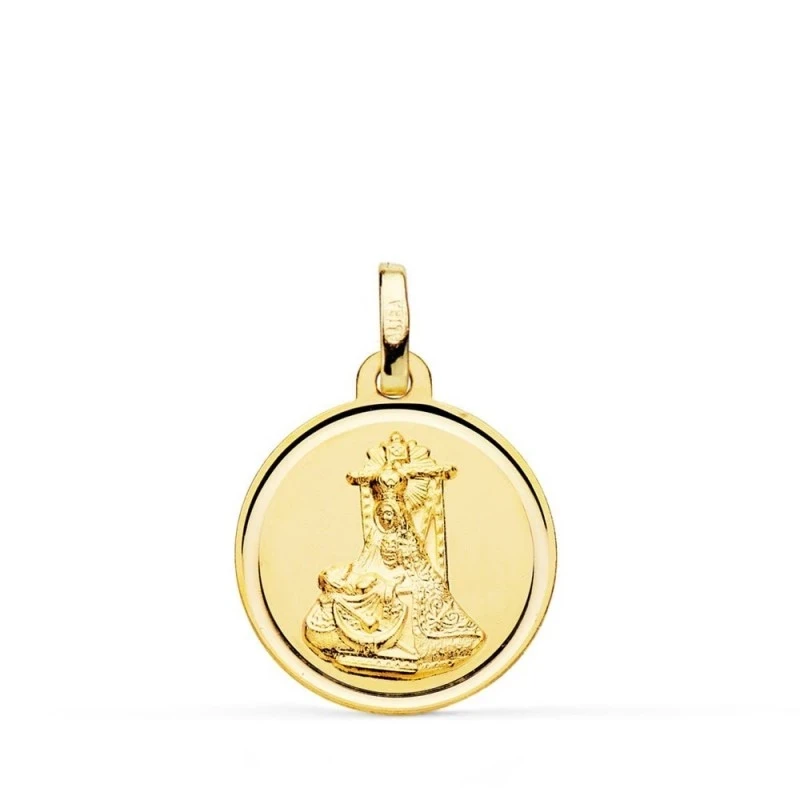 Virgen de las Angustias Medalla Oro 18k unisex 20 mm. bisel liso