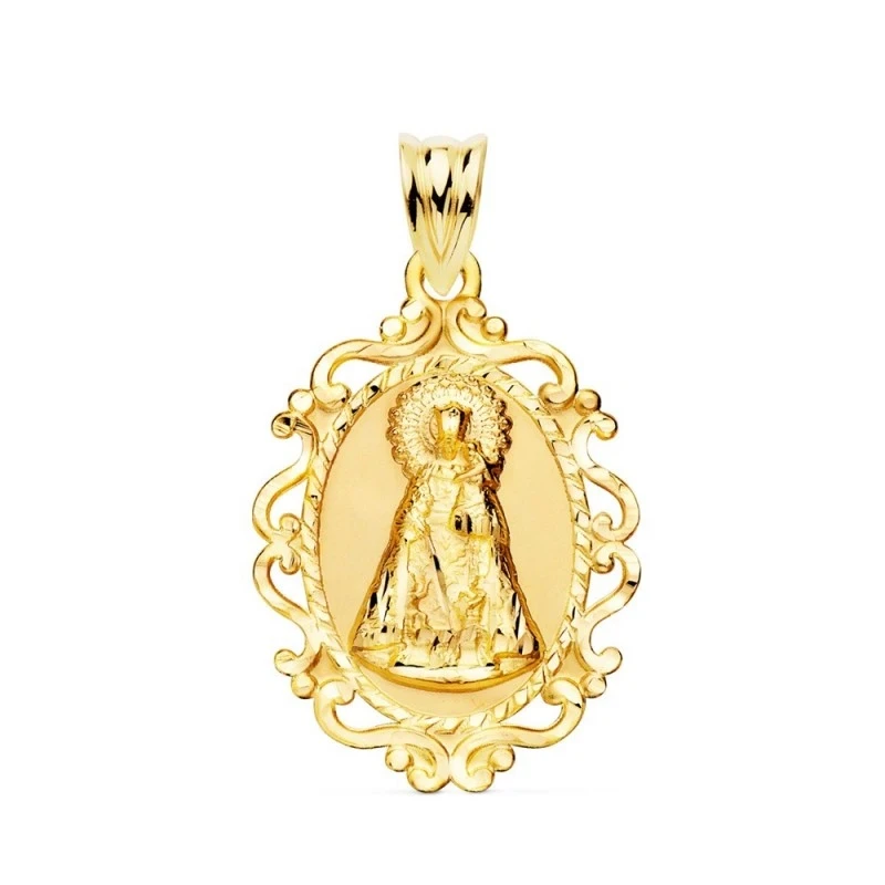 Virgen de los Desamparados Medalla Oro 18k unisex 31 mm. ovalada deta