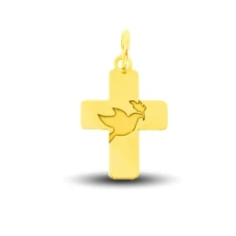 Cruz Colgante Primera Comunión Oro 18k Paloma Espíritu Santo 22 mm. G