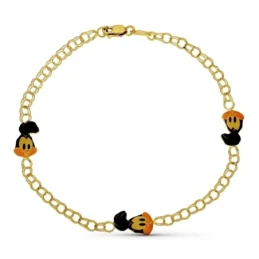 Pulsera Oro 18k unisex 18 mm. cadena húngara detalle correcaminos esm