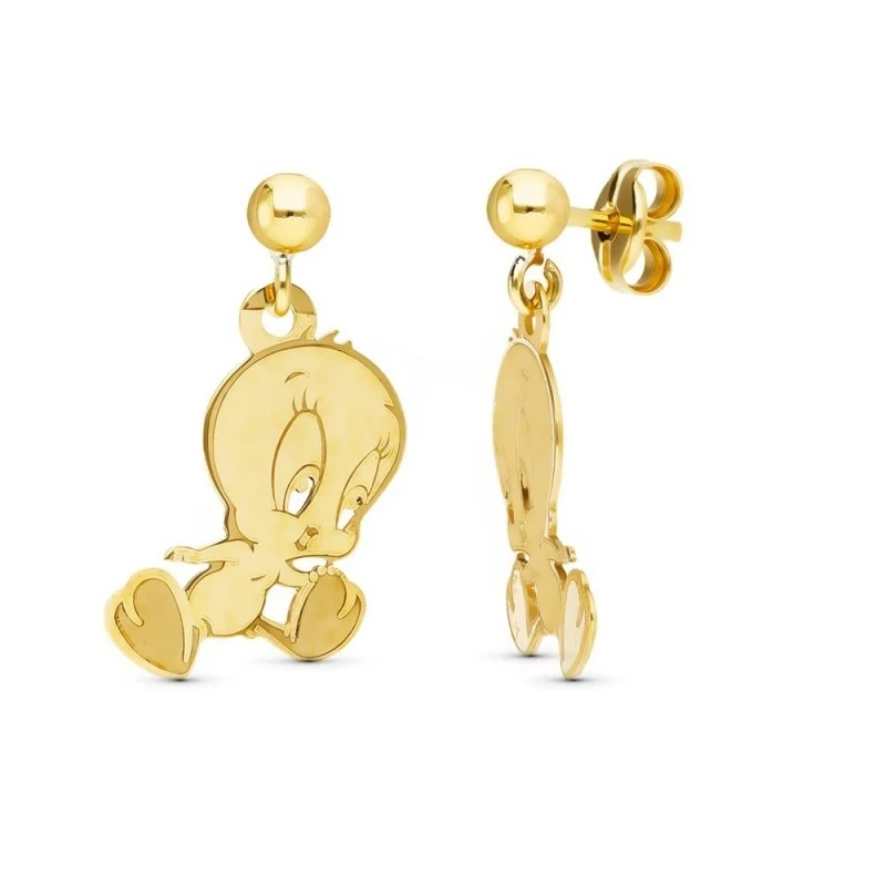Pendientes Oro 18k mujer 17 mm. piolín saltando detalle bola