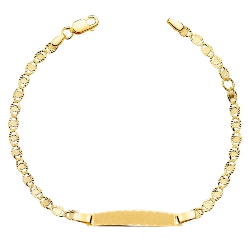 Esclava Primera Comunión Pulsera Oro 18k niña 14.5 cm. tallada ojos m