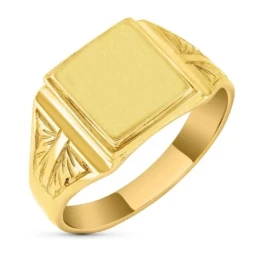 Sello Primera Comunión Oro 18k niño cabeza cuadrada detalles. Grabaci
