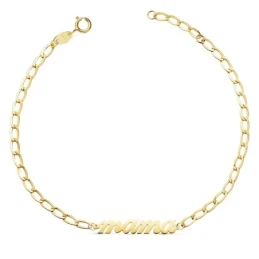 Pulsera Oro 18k mujer 20 cm. cadena bilbao 2.5 mm. mensaje MAMÁ