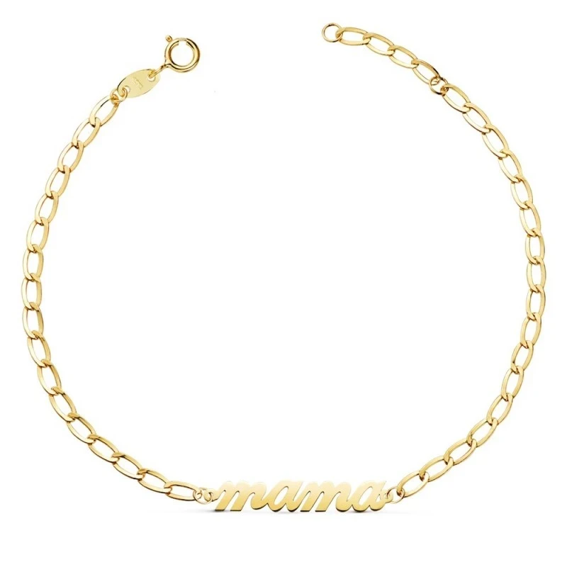 Pulsera Oro 18k mujer 20 cm. cadena bilbao 2.5 mm. mensaje MAMÁ