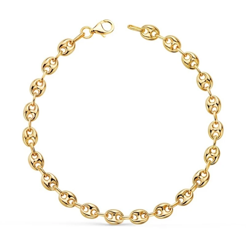 Pulsera Oro 18k unisex 19 cm. calabrote hueco ancho 5 mm.
