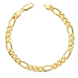 Pulsera Oro 18k hombre 21 cm. alternada 3x1 ancho eslabón 6.5 mm.