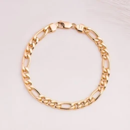 Pulsera Oro 18k hombre 21 cm. alternada 3x1 ancho eslabón 6.5 mm.