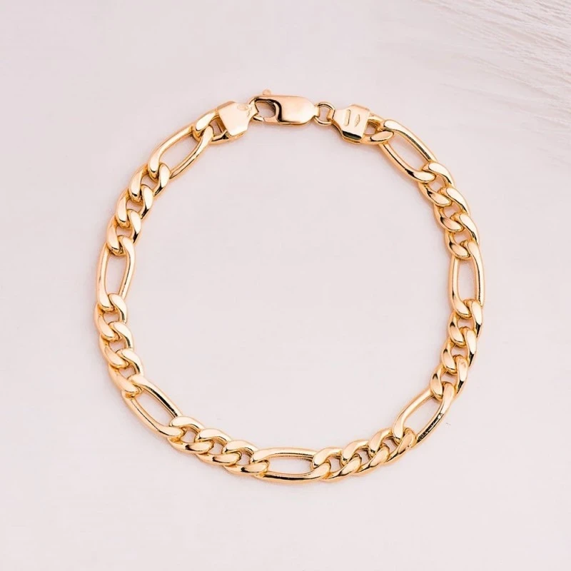 Pulsera Oro 18k hombre 21 cm. alternada 3x1 ancho eslabón 6.5 mm.