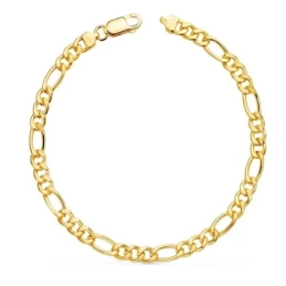 Pulsera Oro 18k hombre 19 cm. alternada 3x1 ancho eslabón 4.75 mm.