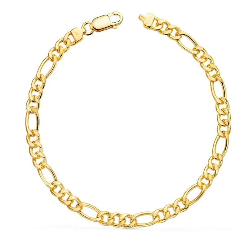 Pulsera Oro 18k hombre 19 cm. alternada 3x1 ancho eslabón 4.75 mm.