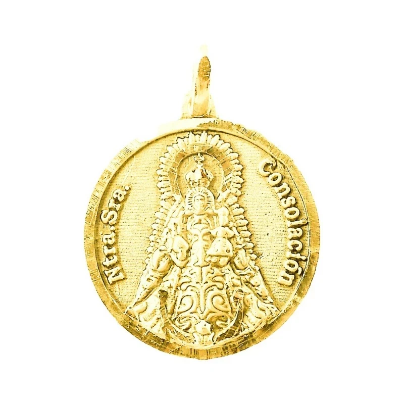 Nuestra Señora Consolación Medalla Oro 18k maciza 19 mm. Virgen Utrer