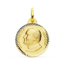 San Juan Pablo II Medalla Oro 18k tallada 20 mm. borde hélice