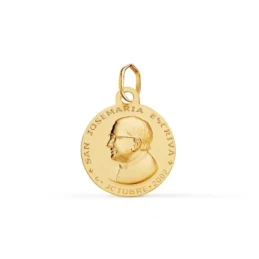San Josemaría Escrivá Medalla Oro 18k matizada 14 mm. lisa