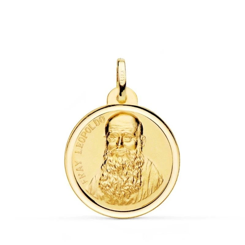 Fray Leopoldo Medalla Oro 18k liso 22 mm. bisel