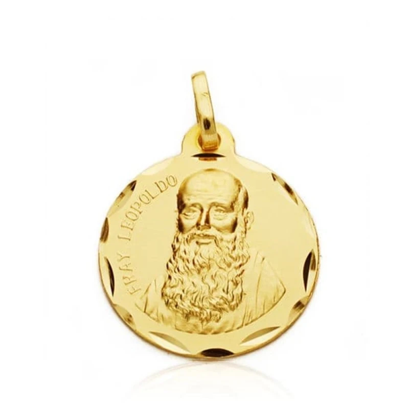 Fray Leopoldo Medalla Oro 18k tallada 22 mm. bisel
