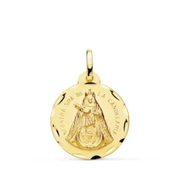 Nuestra Señora de la Candelaria Medalla Oro 18k tallada 20 mm. borde