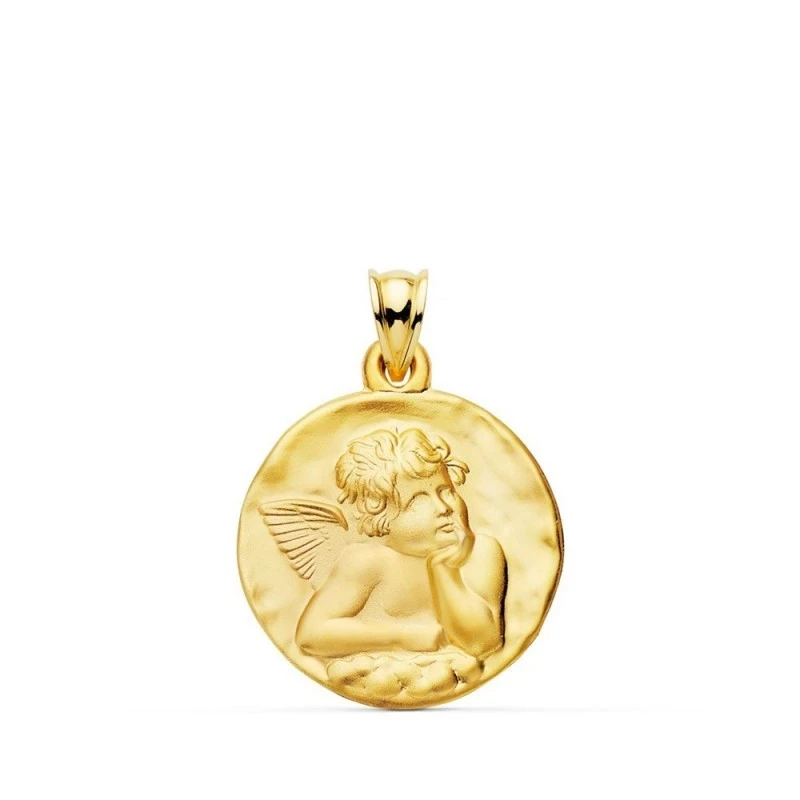 Ángel Burlón Medalla Oro 18k brillo 16 mm. relieve