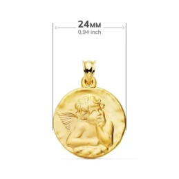 Ángel Burlón Medalla Oro 18k brillo 16 mm. relieve