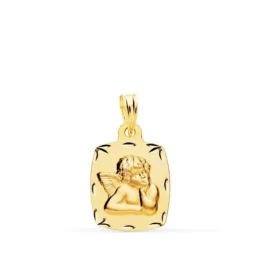 Ángel Burlón Medalla Oro 18k tallada 20 mm. bordes
