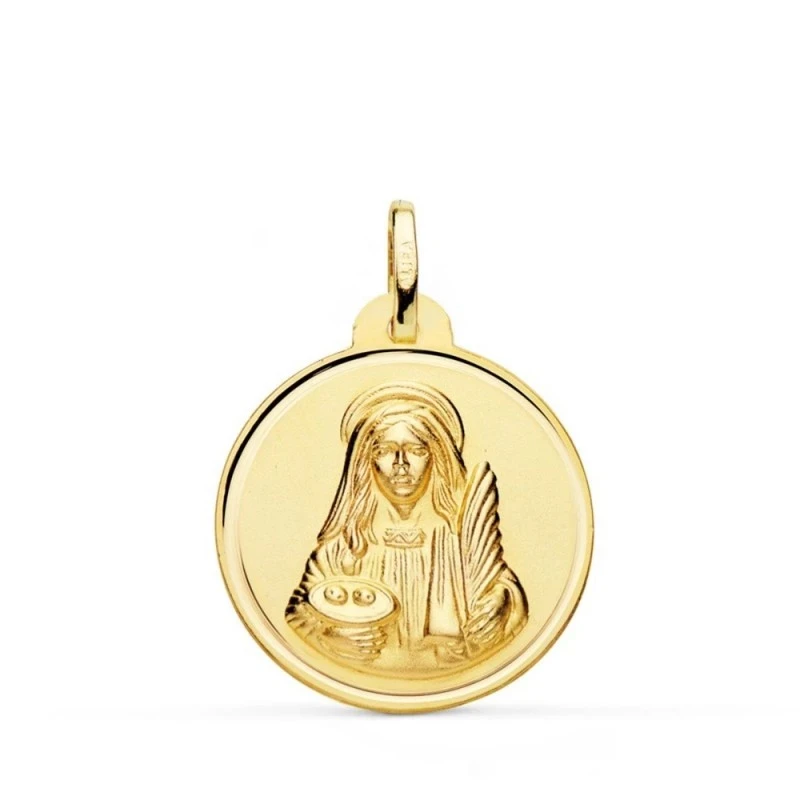 Santa Lucía Medalla Oro 18k lisa 22 mm. liso