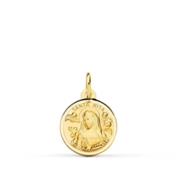 Santa Rita Medalla Oro 18k lisa 14 mm. bisel