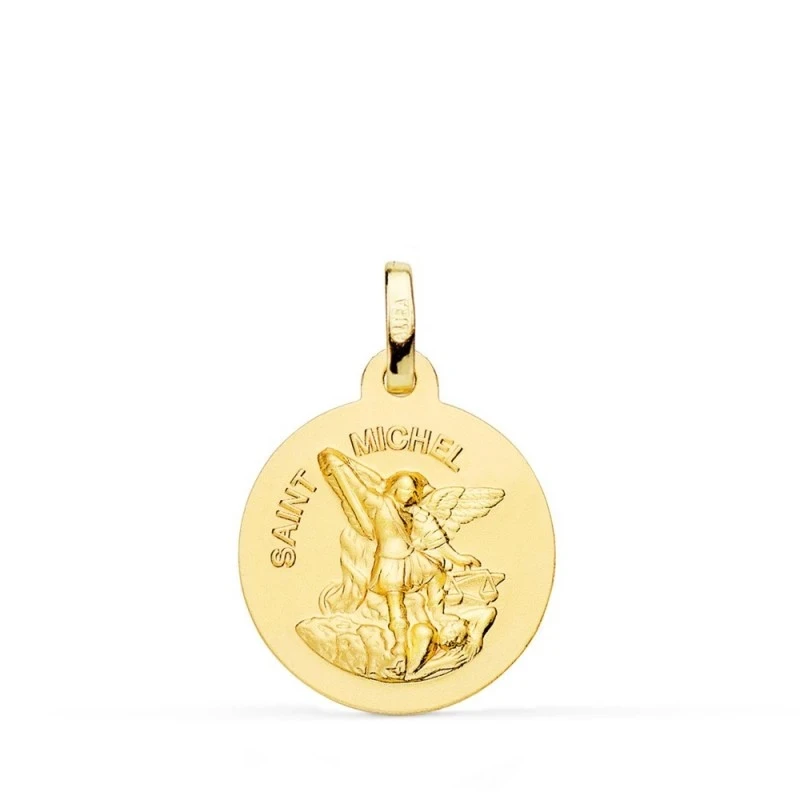 Saint Michel Medalla Oro 18k matizada 18 mm. lisa