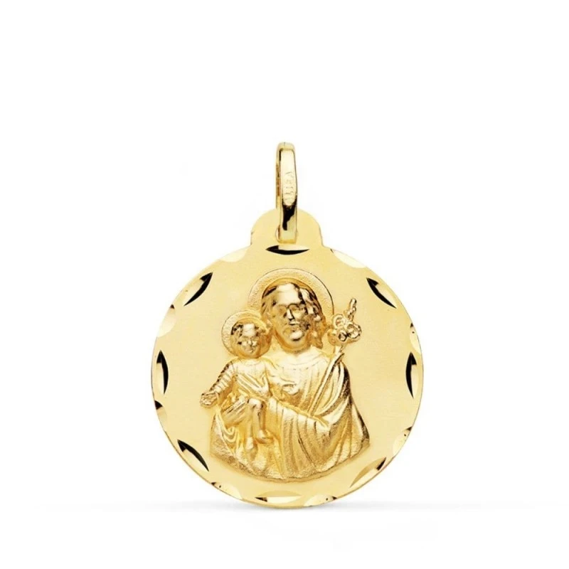 San José Medalla Oro 18k tallada 22 mm. borde