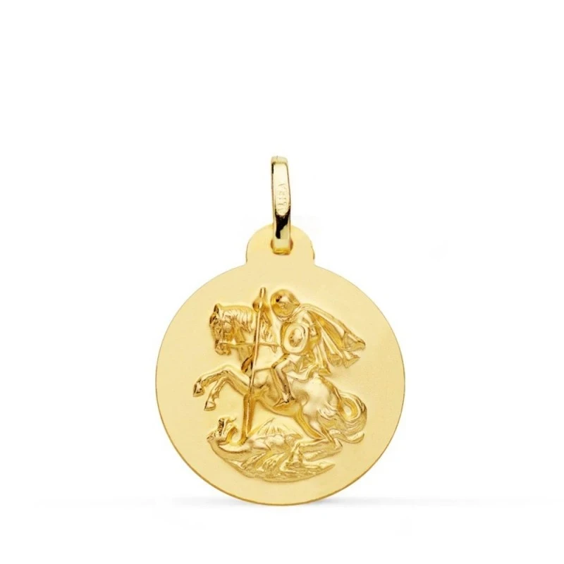 San Jorge Medalla Oro 18k matizada 20 mm. lisa
