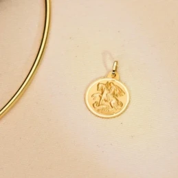 San Jorge Medalla Oro 18k matizada 22 mm. lisa