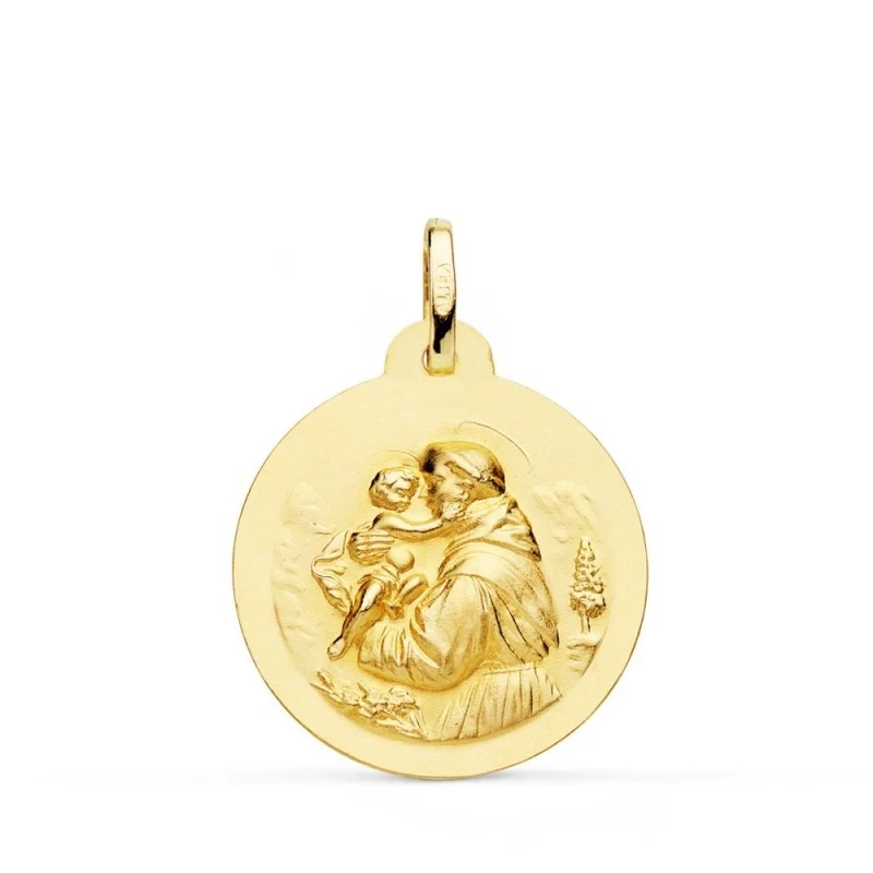San Antonio Medalla Oro 18k matizada 24 mm. lisa
