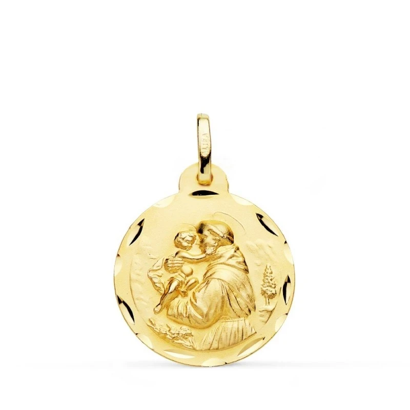 San Antonio Medalla Oro 18k tallada 20 mm. borde