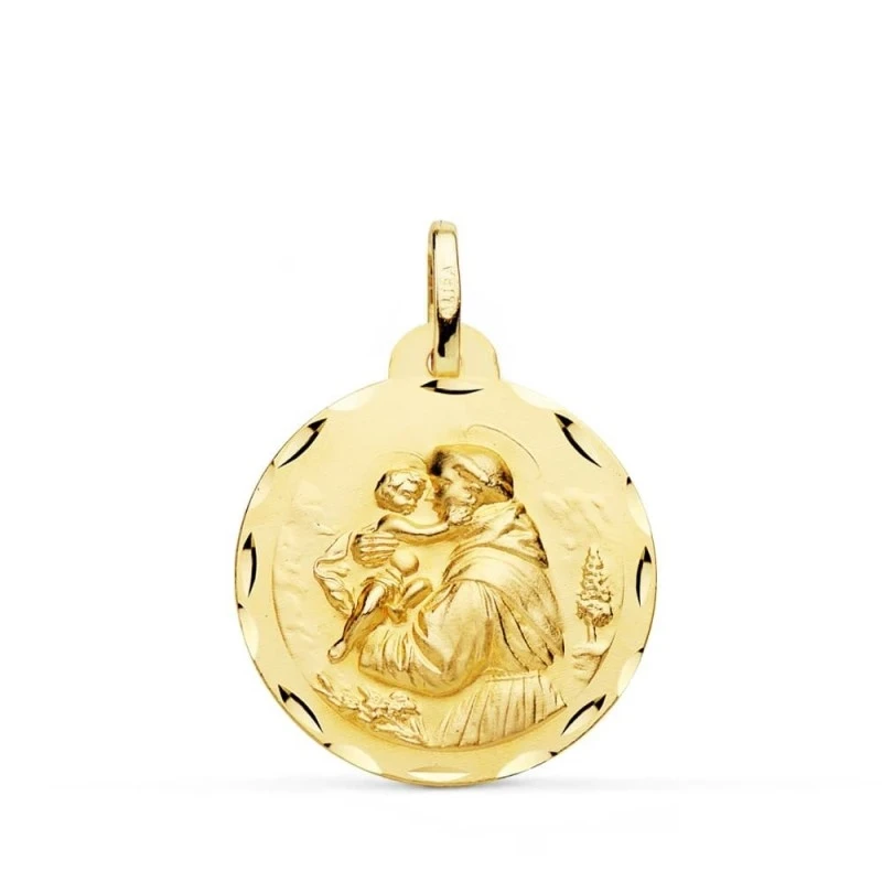 San Antonio Medalla Oro 18k tallada 22 mm. borde