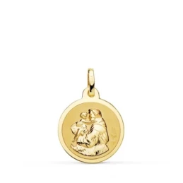 San Antonio Medalla Oro 18k tallada 16 mm. borde
