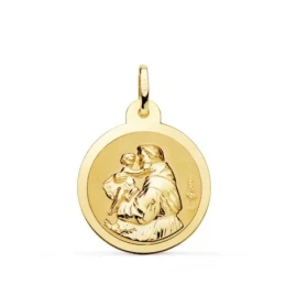 San Antonio Medalla Oro 18k tallada 22 mm. borde