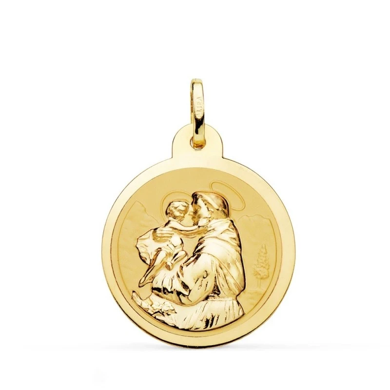 San Antonio Medalla Oro 18k tallada 24 mm. borde