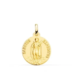 Sanctus Expeditus Medalla Oro 18k matizada 18 mm. lisa