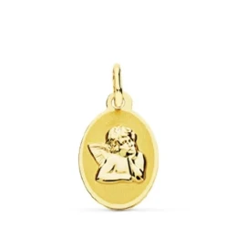Ángel Burlón Medalla Oro 18k ovalada 17 mm. lisa