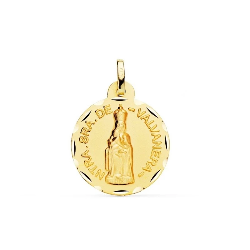 Nuestra Señora de Valvanera Medalla Oro 18k tallada 20 mm. borde. Gra