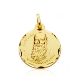 Fray Leopoldo Medalla Oro 18k tallada 22 mm. bisel. Grabación incluid