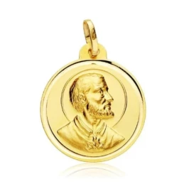 San Francisco Javier Medalla Oro 18k lisa 22 mm. bisel. Grabación inc