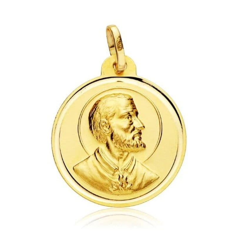 San Francisco Javier Medalla Oro 18k lisa 22 mm. bisel. Grabación inc