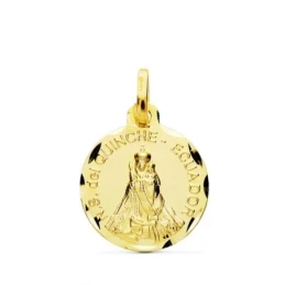 Virgen Nuestra Señora del Quinche Ecuador Medalla Oro 18k tallada 16