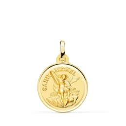 Saint Michel Medalla Oro 18k lisa 18 mm. bisel. Grabación incluida en